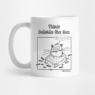 Funny Cat "Think Outside the Box" Mug